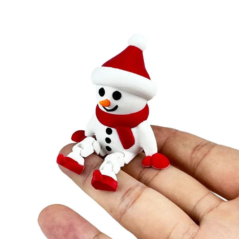 3D Printing Cute Christmas Snowman Statue, Simulation Snowman Flexible and Movable, Desktop Decoration Ornaments