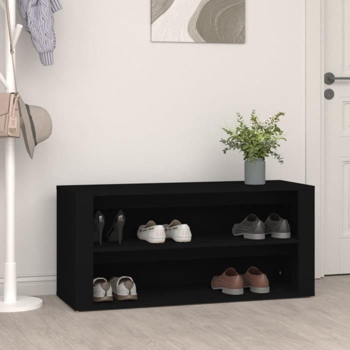 816905 vidaXL Étagère à chaussures Noir 100x35x45 cm Bois d'ingénierie