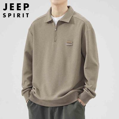JEEP SPIRIT Men's Casual Long-Sleeve Polo T-Shirt