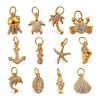 Diamond-Studded Dolphin & Starfish Stainless Steel Pendant - Cute Ocean Animal Jewelry Accessory