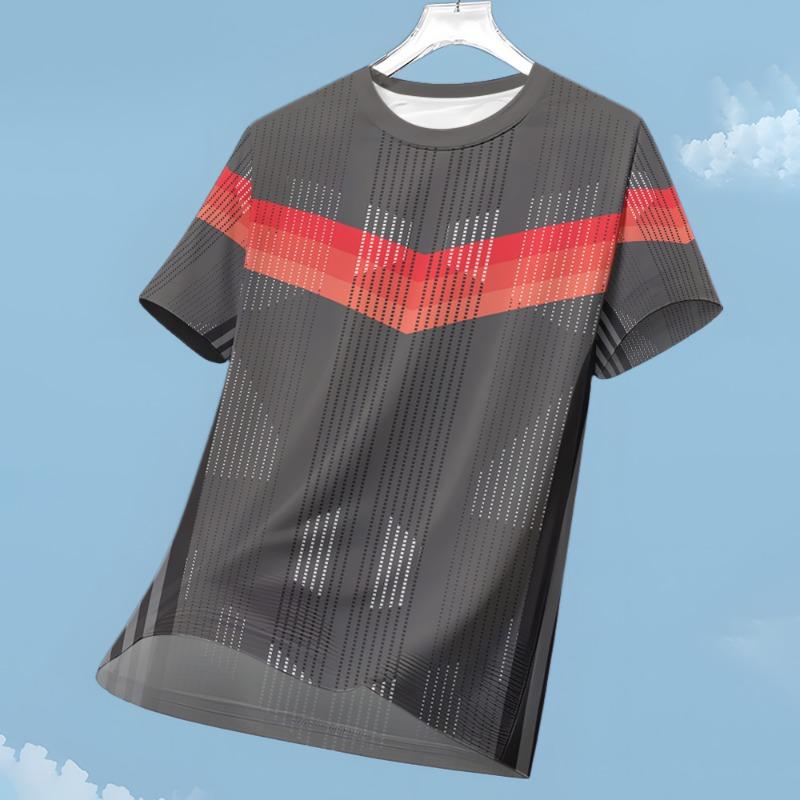 Moda 3d Gradiente Impressão T Camisa Masculina Ao Ar Livre Corrida De Fitness Esportes Manga Curta Topos Verão Casual Respirável Roupas Soltas