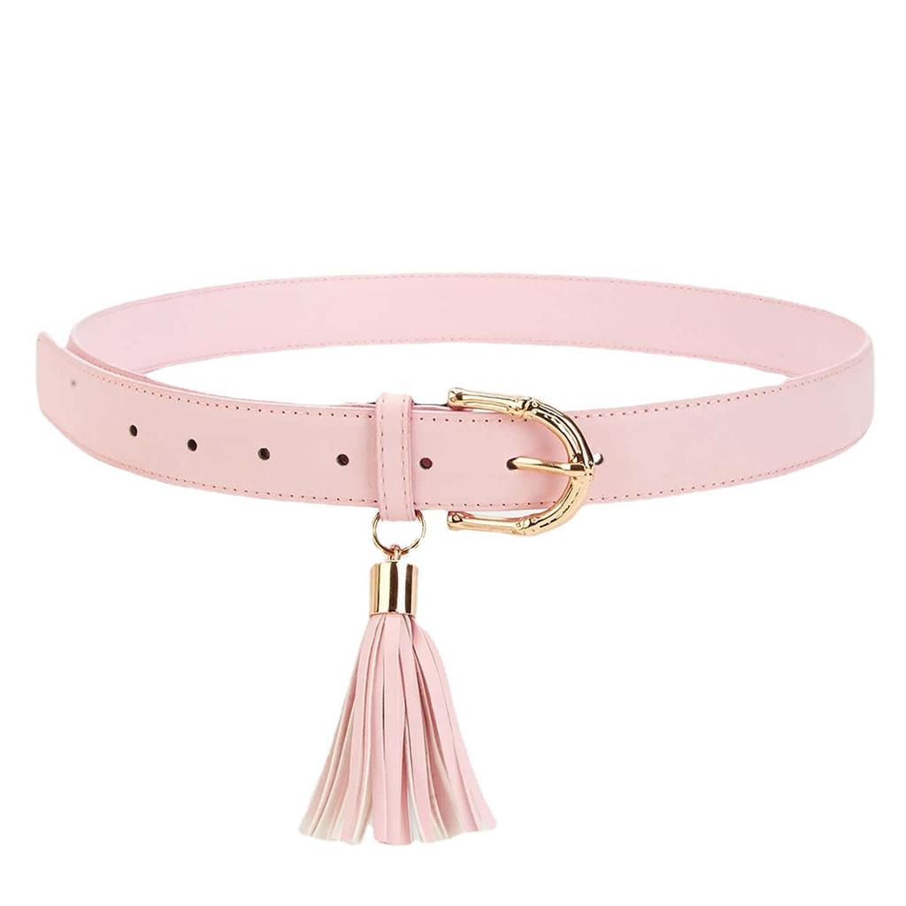 New Summer Women's Belt Pink Tassel Pendant Versatile Pin Buckle Fashion Belt