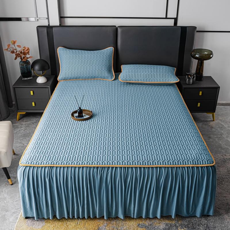 High Quality Latex Cooling Mat with Bed Skirt Elegance Breathable Ice Rayon Soft Breathable Cooling Mat