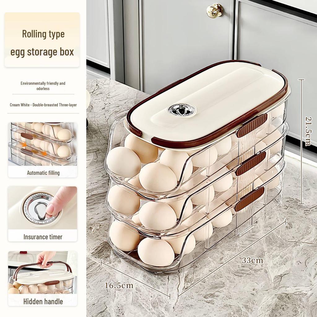 Automatic Multi-layer Rolling Egg Organizer for Refrigerator Door