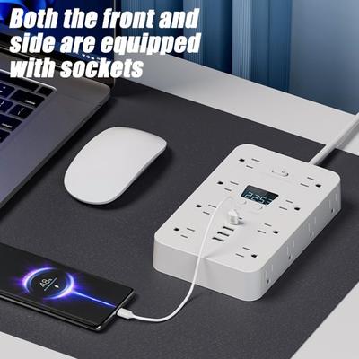Nagy teljesítményű, nagy áramerősségű aljzat töltővel, többfoglalatos kialakítás, 16 AC, 3 USB, 2 Type-C gyorstöltő aljzat-töltő kombináció