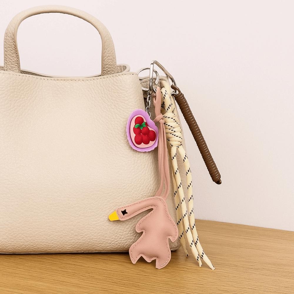 PU Simulation Food Keychain Nylon Rope Leather Roast Duck Pendant Roast Duck Bag Charms  Home Decor