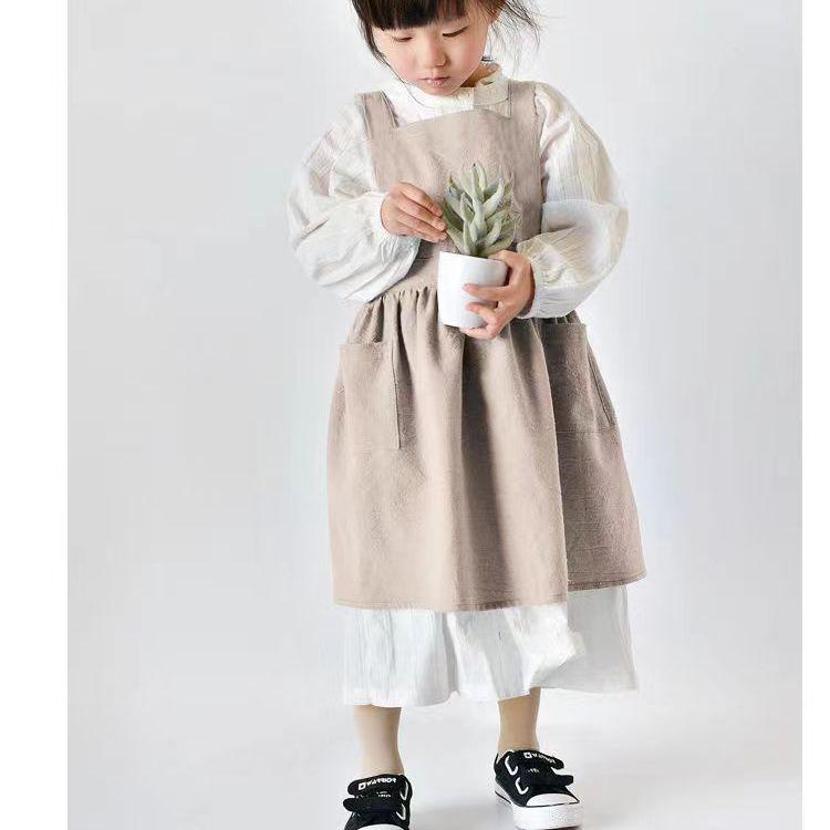 Floral Long-Sleeve Cotton Apron for Women - Japanese Style Cooking Cover-Up