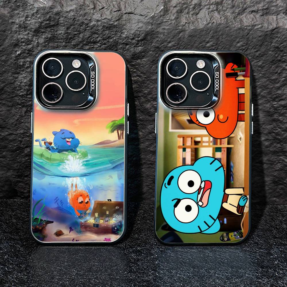 Custodia per Telefono D-Gumball e Darwin Per iPhone 17,16,15,14,13,12,Pro MAX Nera Opaca Cover Antiurto