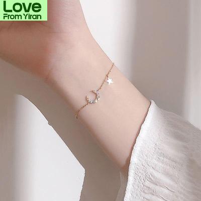 925 Sterling Silver Moon Star Charm Bracelet Dainty Micro Cubic Zircon Pendant Bracelet For Women Gifts Jewelry S -B342