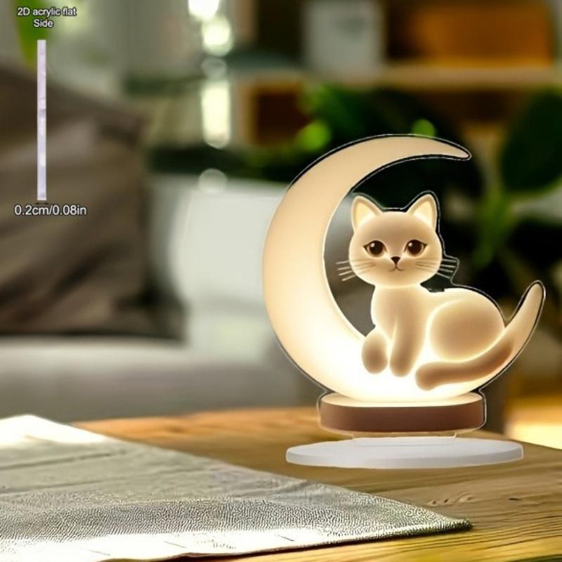 1 Stück 2D Flache Katze Hausdekoration Bürodekoration Ohne Stromversorgung, Charmantes Katzen Acryl Schreibtischornament, Vier Jahreszeiten Dekoration