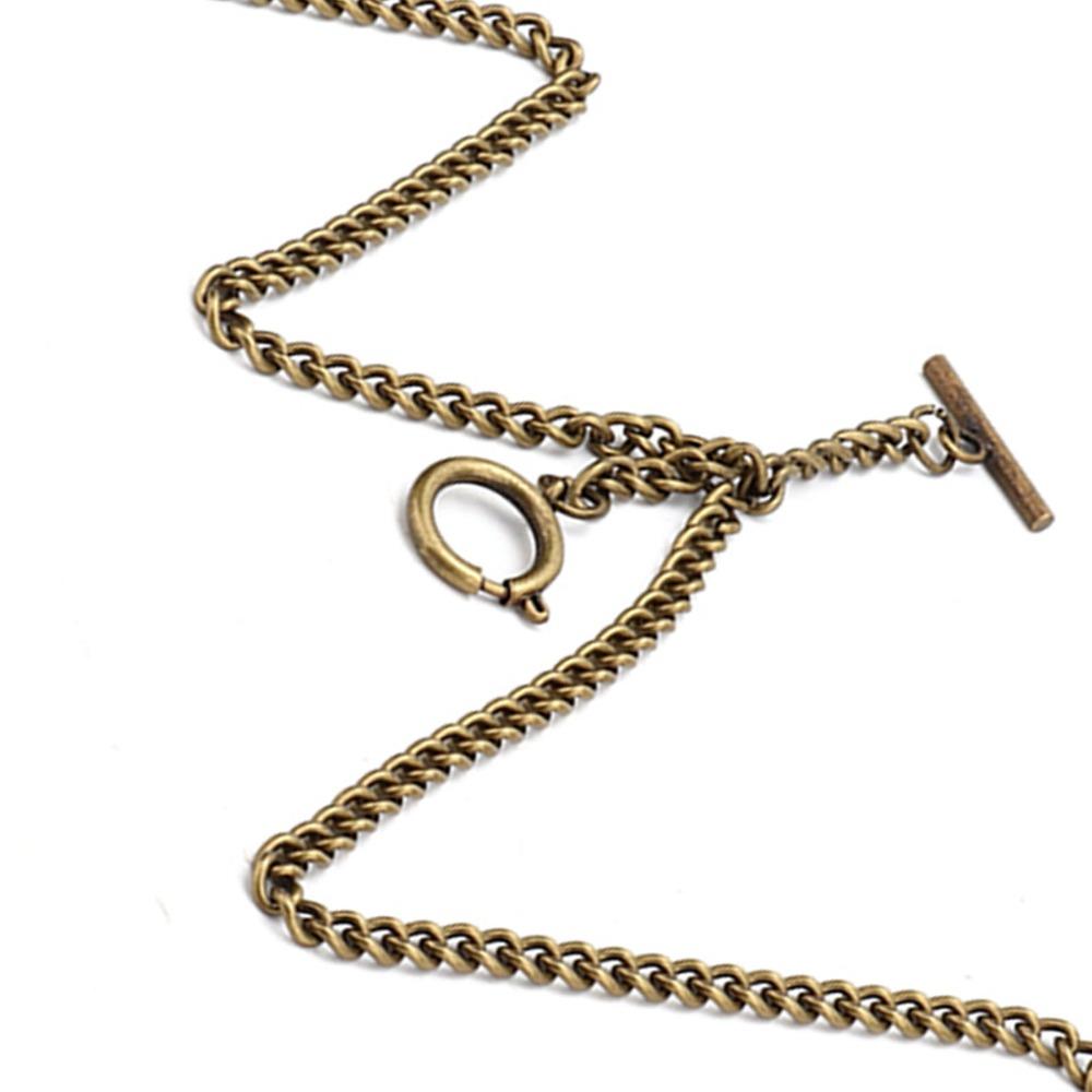 Bronze Vintage Pocket Watch Chain 3 Hook T Bar Classic Antique Present  Vest Chain