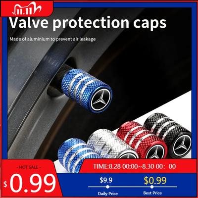 GLC GLB 4pcs Car Tire Stem Valve Caps Dustproof Caps Cover Accessories For Benz W211 W124 W176 W177 C180 C200 C260 C300 GLC CLE