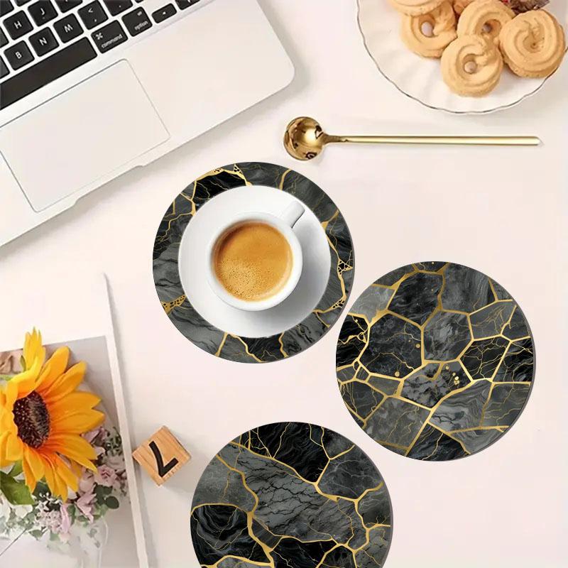 4 Ceramic Tile Pattern Printed Coasters Suitable for Daily Family Party Decoration Office Anti-wooden Coasters Holiday Gifts