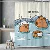 Rideau de douche Capybara, Mignon Animal Source Chaude Imprimé, Décor de Salle de Bain Cartoon Kawaii, Panneau en Tissu Imperméable pour Baignoire
