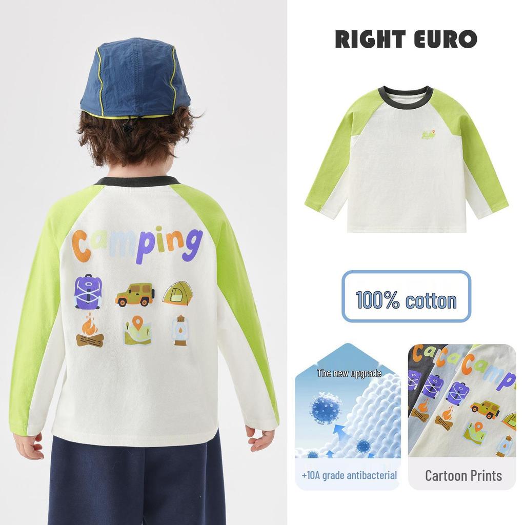 2026 New Boys' Pure Cotton Long-Sleeve T-shirt for Spring/Autumn - Baby Toddler Kids Base Layer