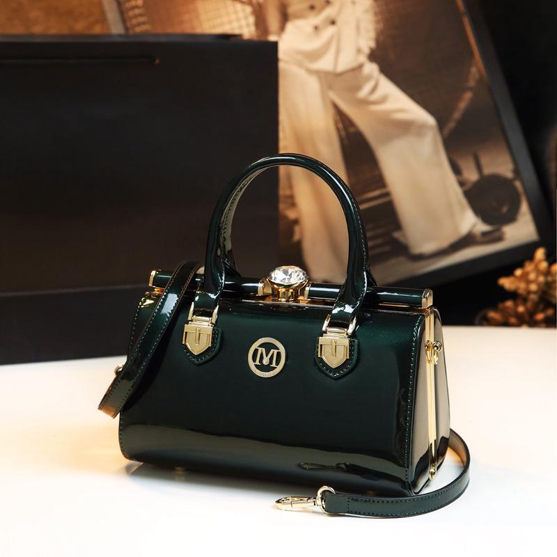 2024 Women's Rhinestone Clip Shoulder & Hand Bag – Stylish Pillow Shape In Bright Leather