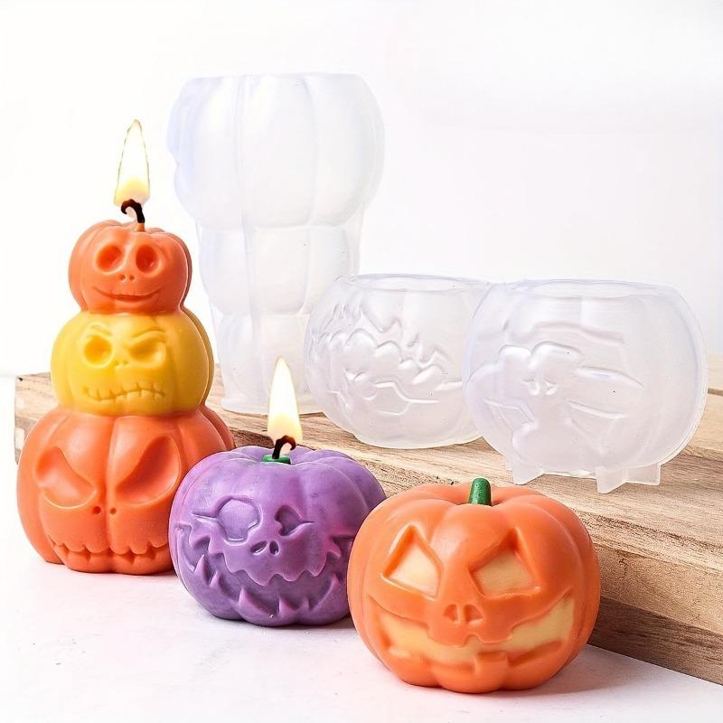 1-5PCS 3D Pumpkin Silicone Candle Mold DIY Halloween Resin Plaster Soap Making Mold Handmade Craft Molds for Home Decoration