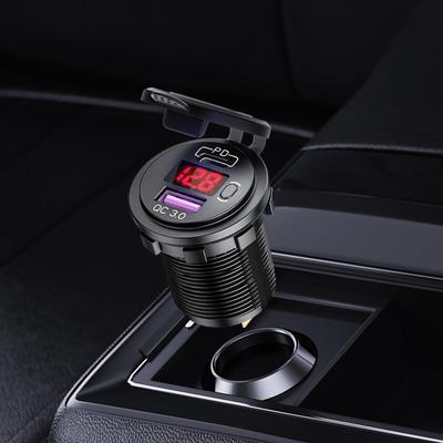 Fast Car Charger Dustproof TYPE-CPD Charging Port QC3.0 Car Fast Charger With Digital Display For Battery Men Women Cell Phone