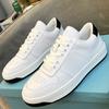 Leather Breathable Leisure Sneakers Women Shoes Man Shoes Solid Colors Mixed Color Lace -Up Rubber Sole Fashion Casual