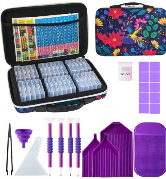 Diamond Painting Storage Kit Portable Bead Organizer Case with Containers Pens Trays Tweezers Wax and Accessories for DIY Crafts