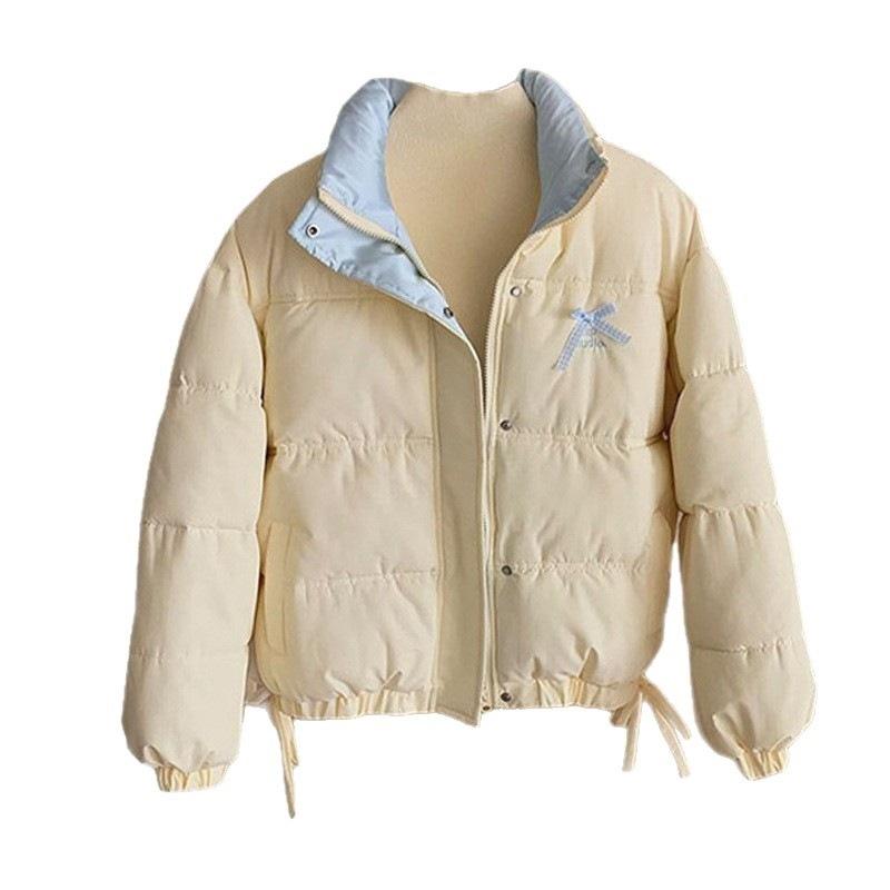 Bow winter loose cotton-padded jacket women's fashion small bread clothes new sweet
