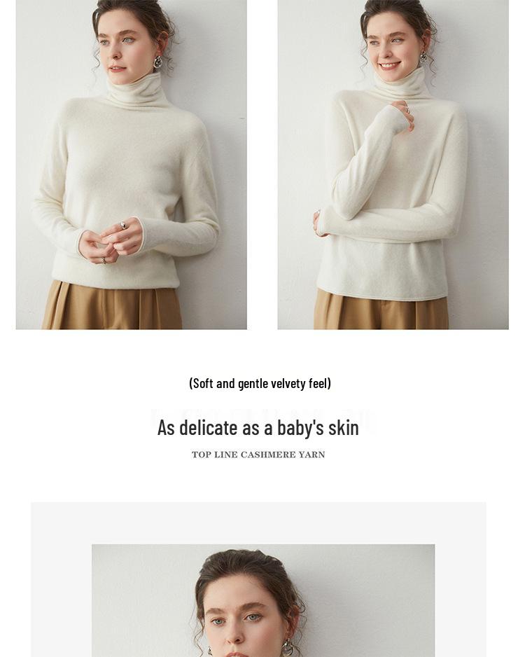 Women's Cashmere High Neck Sweater - Slim Fit Knitwear for Autumn/Winter