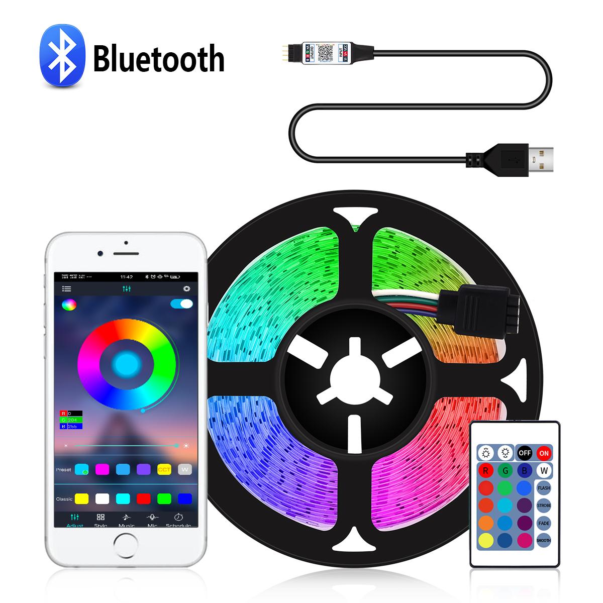 

Светодиодная лента USB 5 В 5050 RGB с музыкальной синхронизацией, светодиодная лента 16 миллионов цветов, сменная подсветка телевизора для домашней вечеринки 20 м 1m