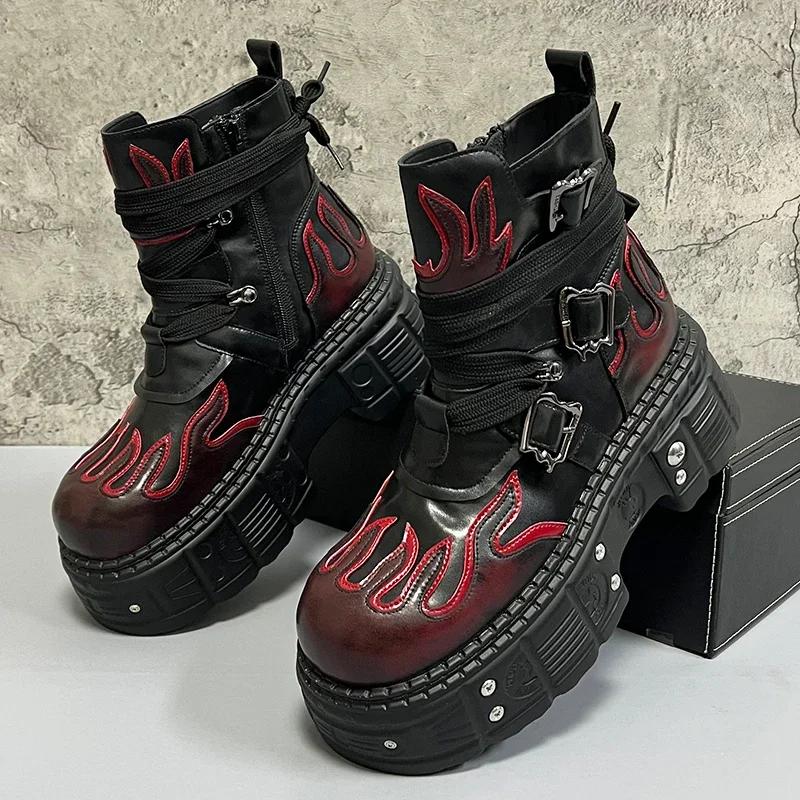 

Чоловічі Зимові Нові Модні Шкіряні Кросівки-Чоботи на Товстій Підошві з Прихованою Танкеткою, Стиль Фрі-Стріт, З Особистістю, Високі 39