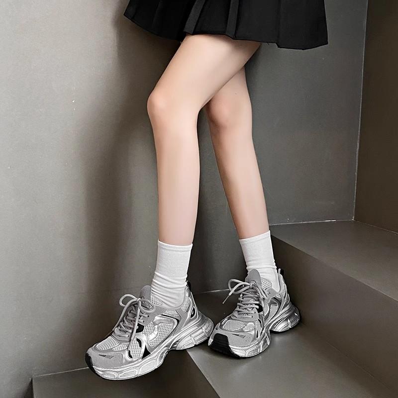 2024 Sneakers Women Platform Flat Shoes Gray Casual Trainers Ladies Chunky Sneakers Woman Shoes Womens Zapatillas Mujer D253