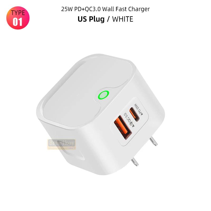 USB C Nabíjecí Zástrčka 25W PD USB Typ C Rychlá Nabíječka Rychlá Nabíječka Telefonu Nástěnný Adaptér Pro iPhone 15 14 13 Pro Xiaomi Samsung