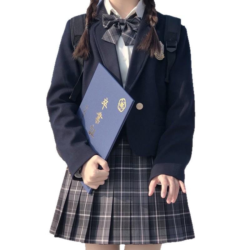 Authentic JK Style Women's School Uniform Set: Plaid Skirt & Jacket