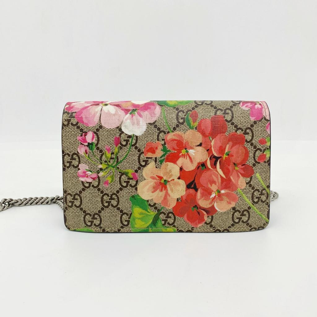 [Pre-Owned] Dionysus GG Blooms Tiger Head Buckle Logo Geranium Print Chain Shoulder Bag - Excellent #PRWN1