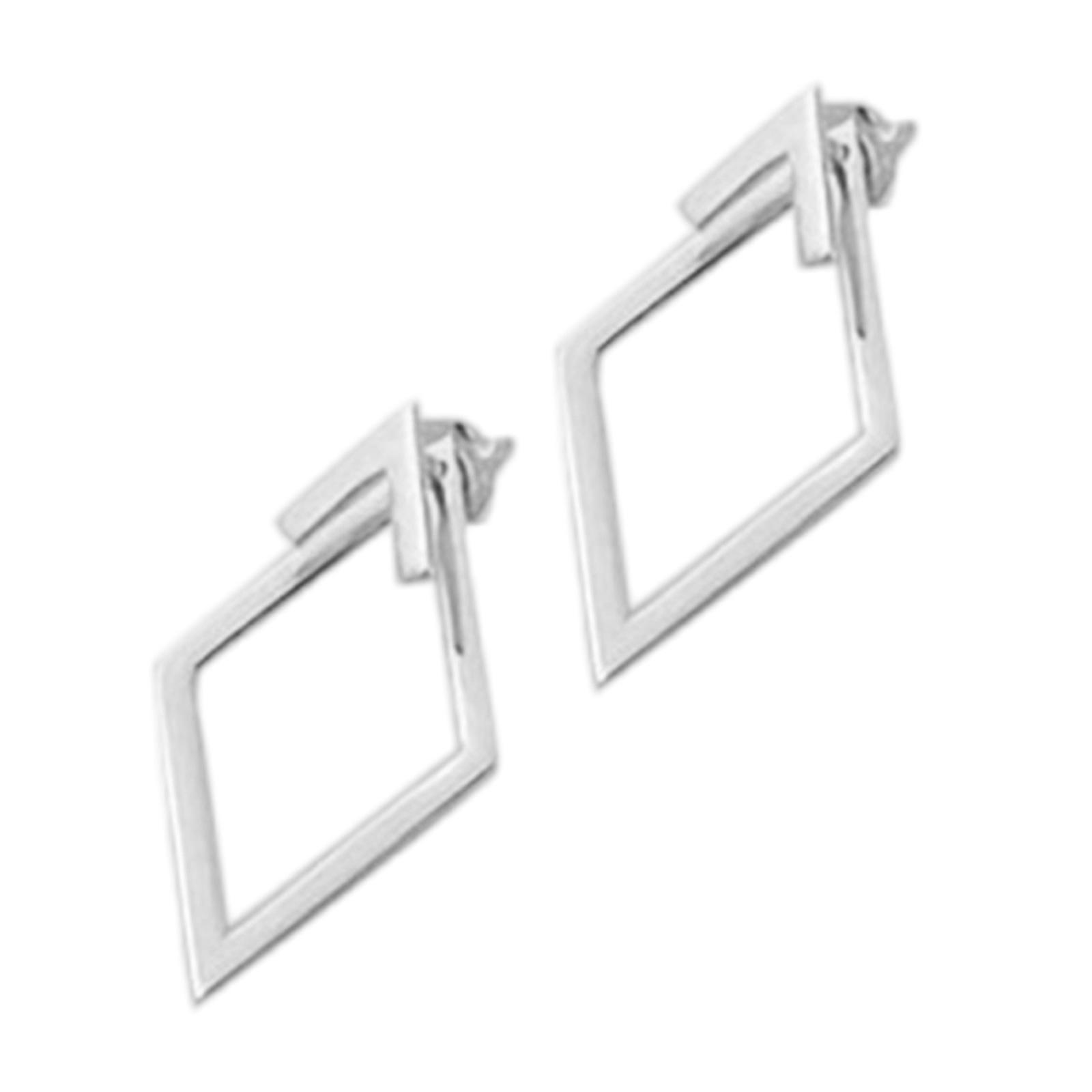 

Minimalist Diamond Stud Earrings High Quality Copper Diamond Earrings with Double Layer Design for Gatherings серебряный