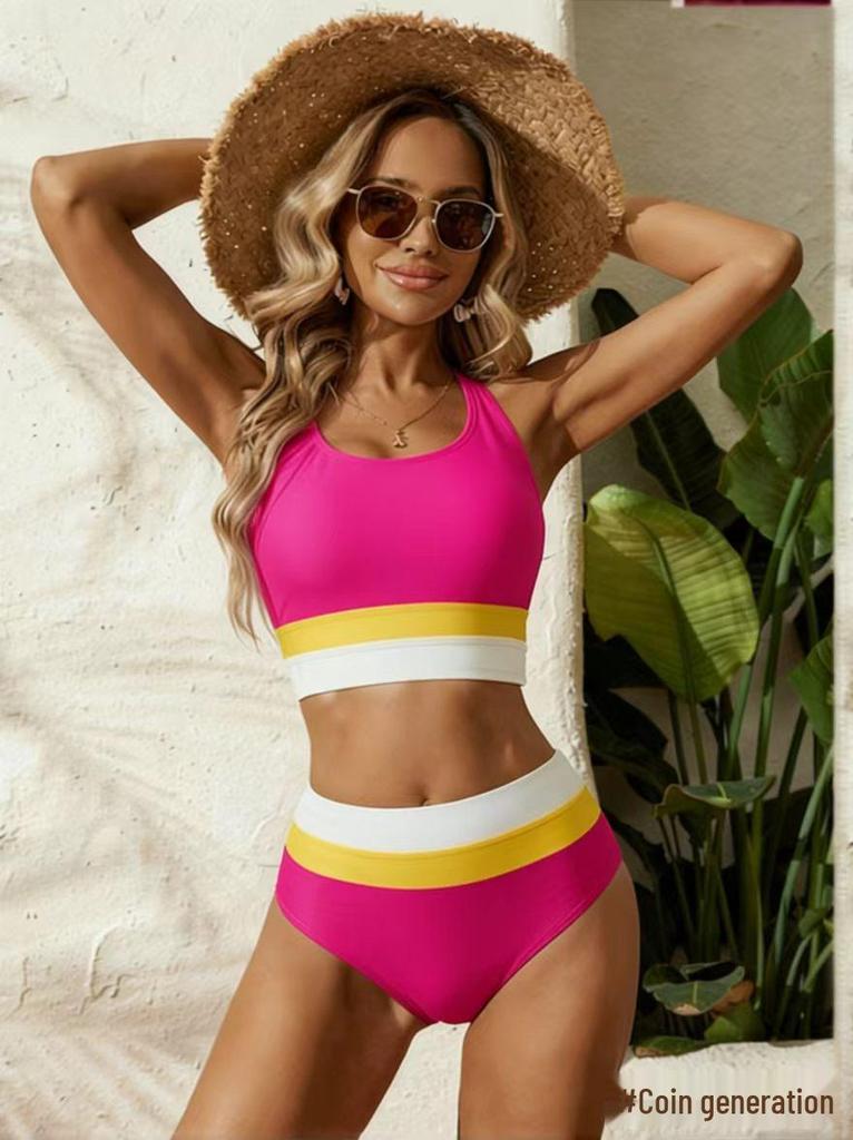 "Damen Großer Split Badeanzug - Europäischer & Amerikanischer Stil, Bedruckter Bikini mit Reißverschluss"