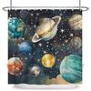 Space Galaxy Planet Shower Curtain Cartoon Astronaut Solar System Waterproof Bath Curtain For Bathroom Decor Polyester With Hook
