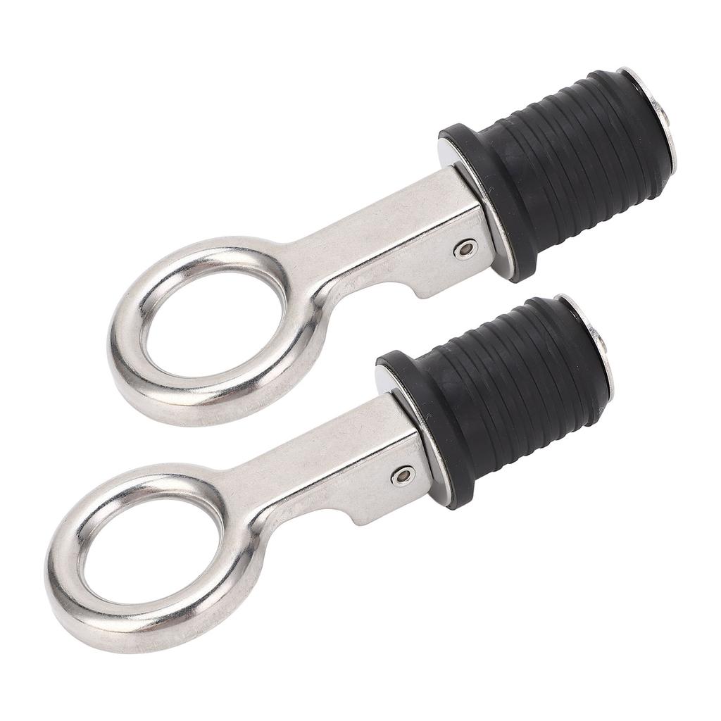 2PCS Boat Plug Snap Handle Stainless Steel Boat Drain   Plug Marine Rubber Plug Accessories for Ships Yachts