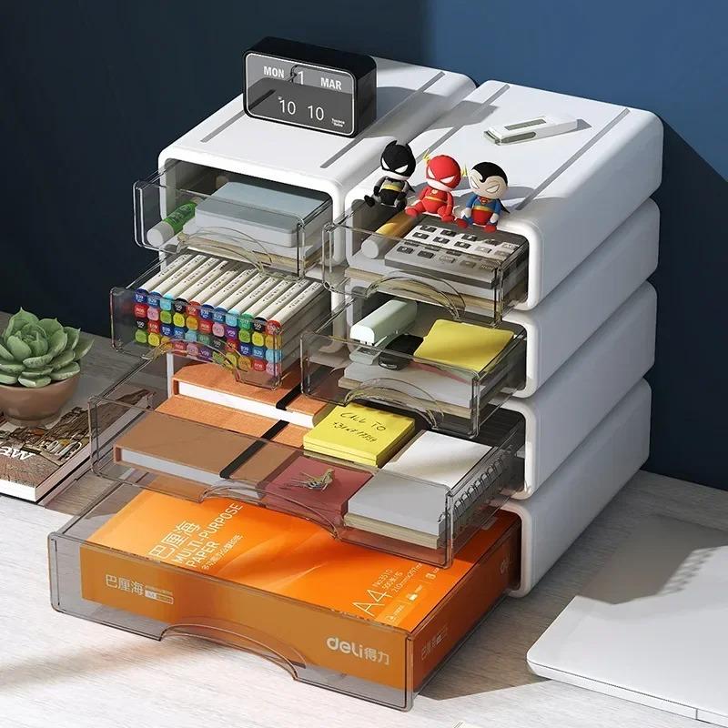 Plastic Box Desktop Organizer Drawer Makeup Storage Box Jewelry Container Stackable Large Mask Office Storage Medicine Dustproof