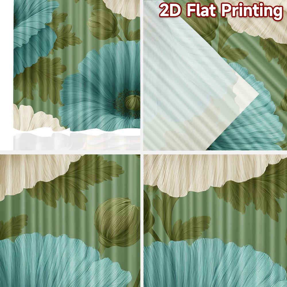 Set Of 2 Flat Printing Curtains Without Rod Floral Spring Design New Year Holiday Versatile Durable Polyester Curtain