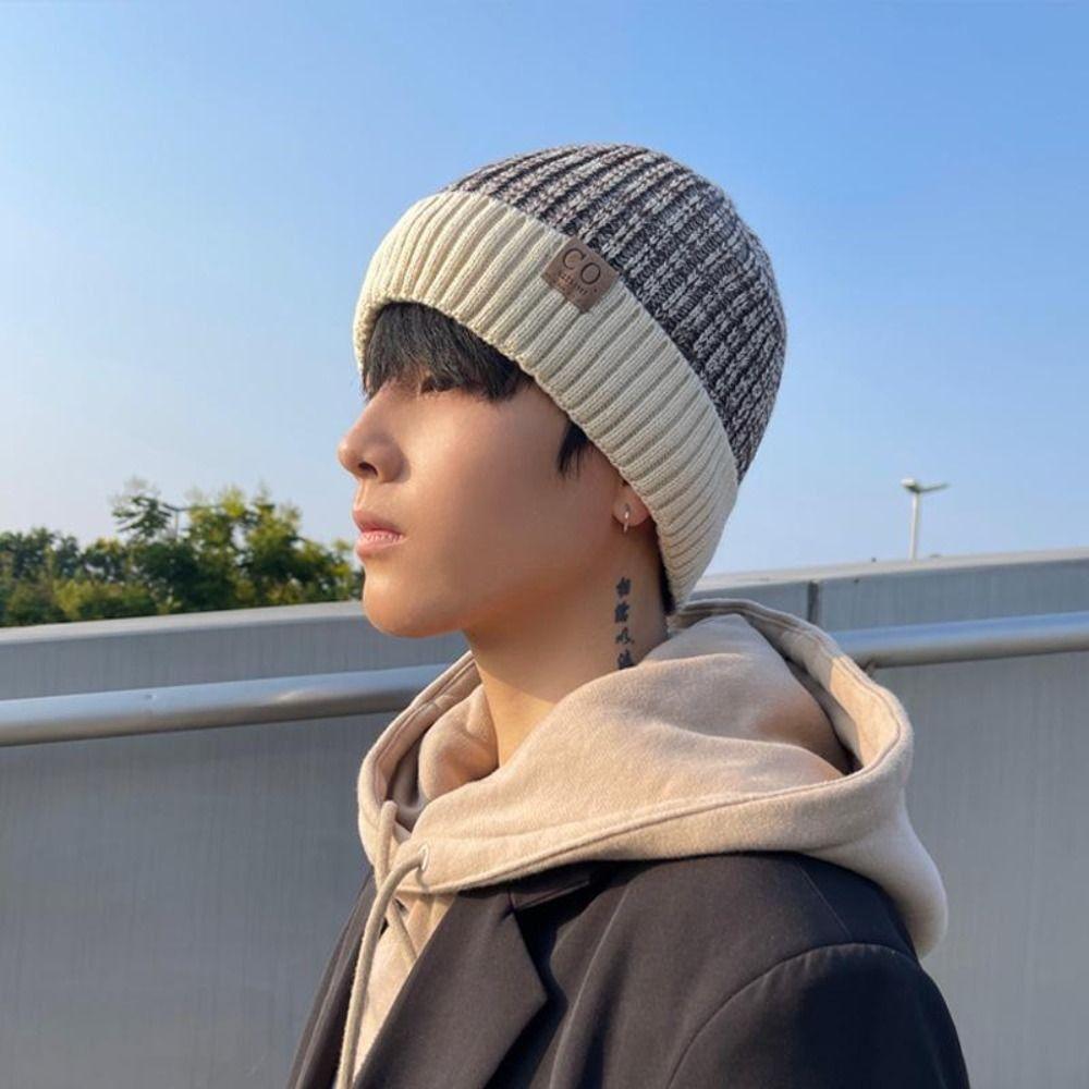 Windproof Plush Knitted Hat Casual Warm Beanie Cap Fashion Winter Knitted Hats Men Women