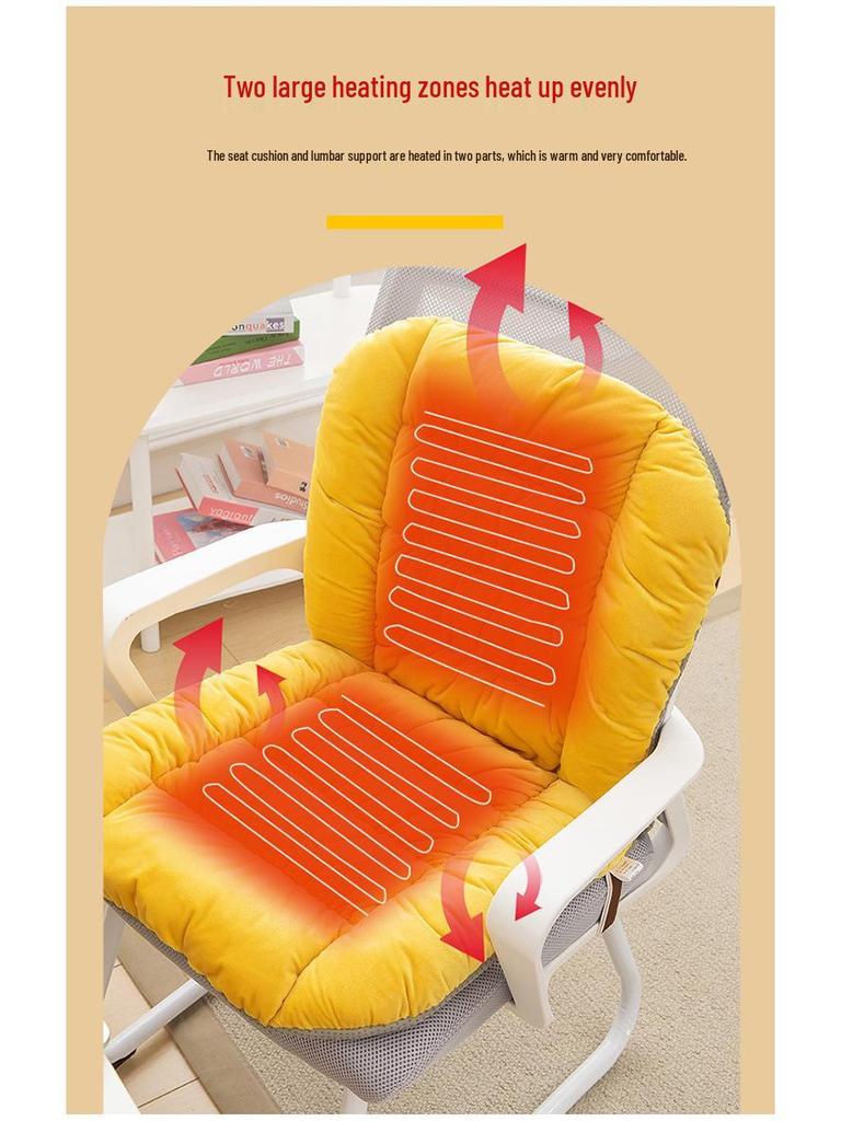 Heated Seat Cushion with Backrest and Lumbar Support for Office Chairs