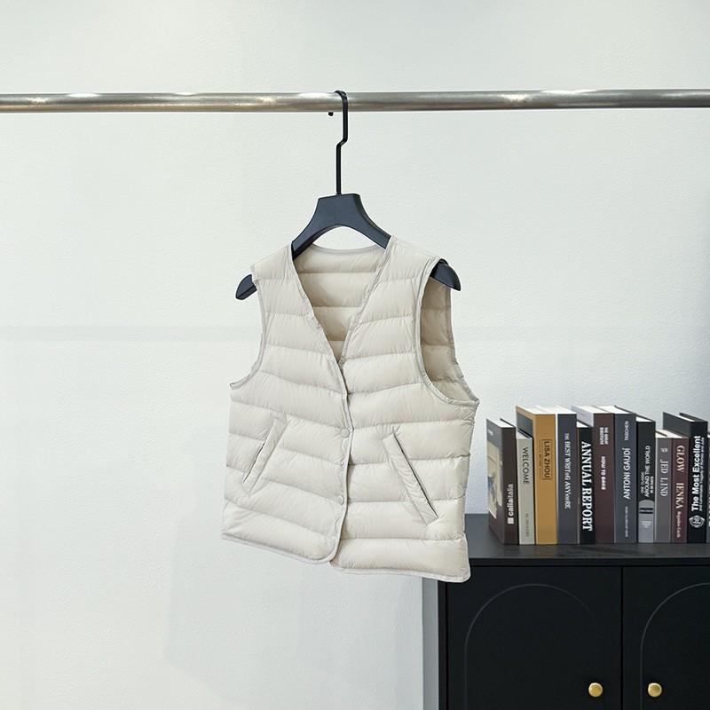 Womens Short Lightweight Down Vest V-Neck Sleeveless Inner Wear Winter Daily