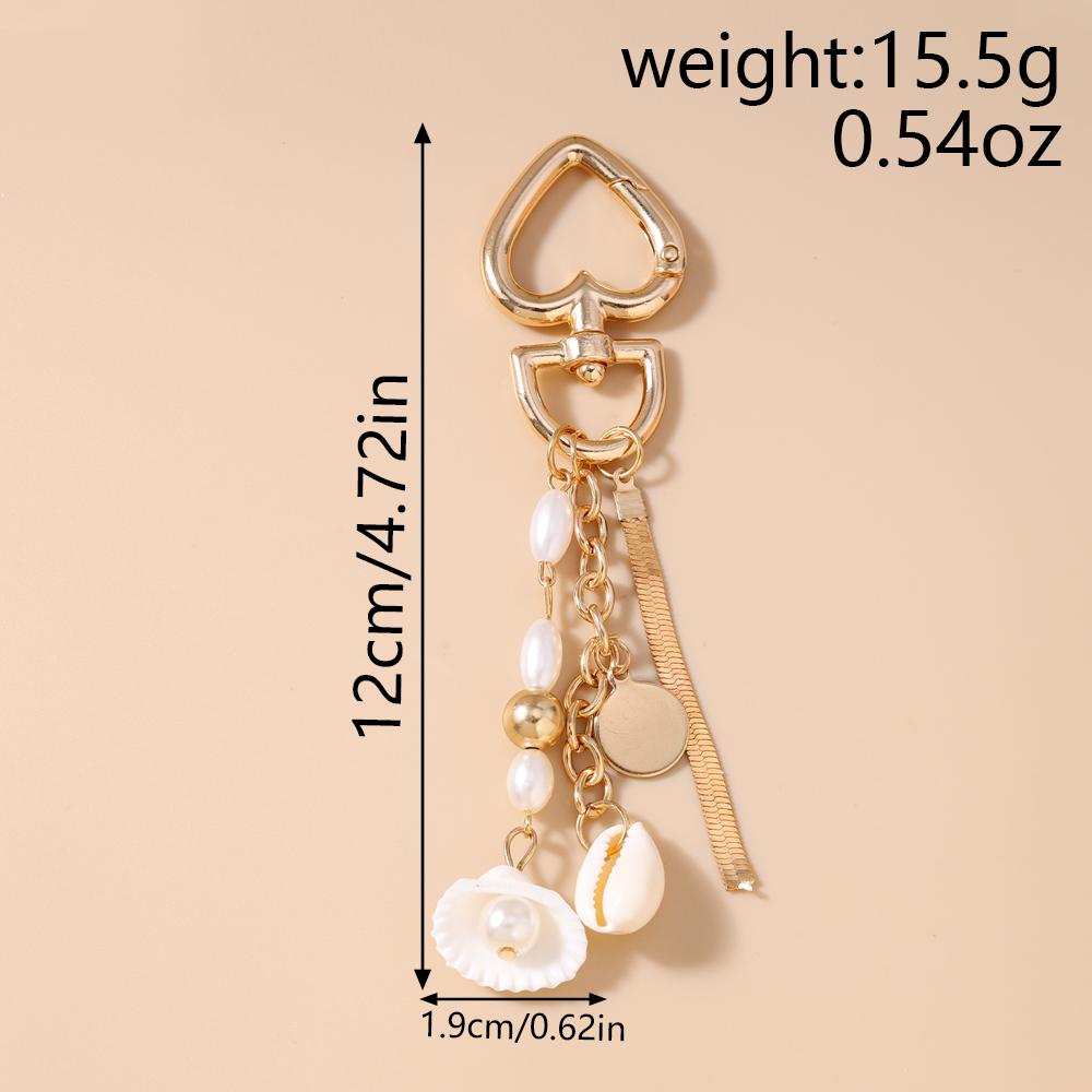 Fashion Pearl Conch Shell Keychain Women Girls Key Ring Pendant for Handbag Decor DIY Key Chain Jewelry Gift