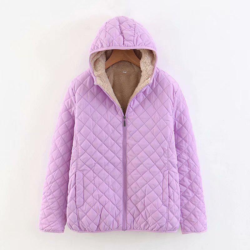 Women S Hooded Long Sleeve Thick Cotton Padded Short Coat Casual Winter