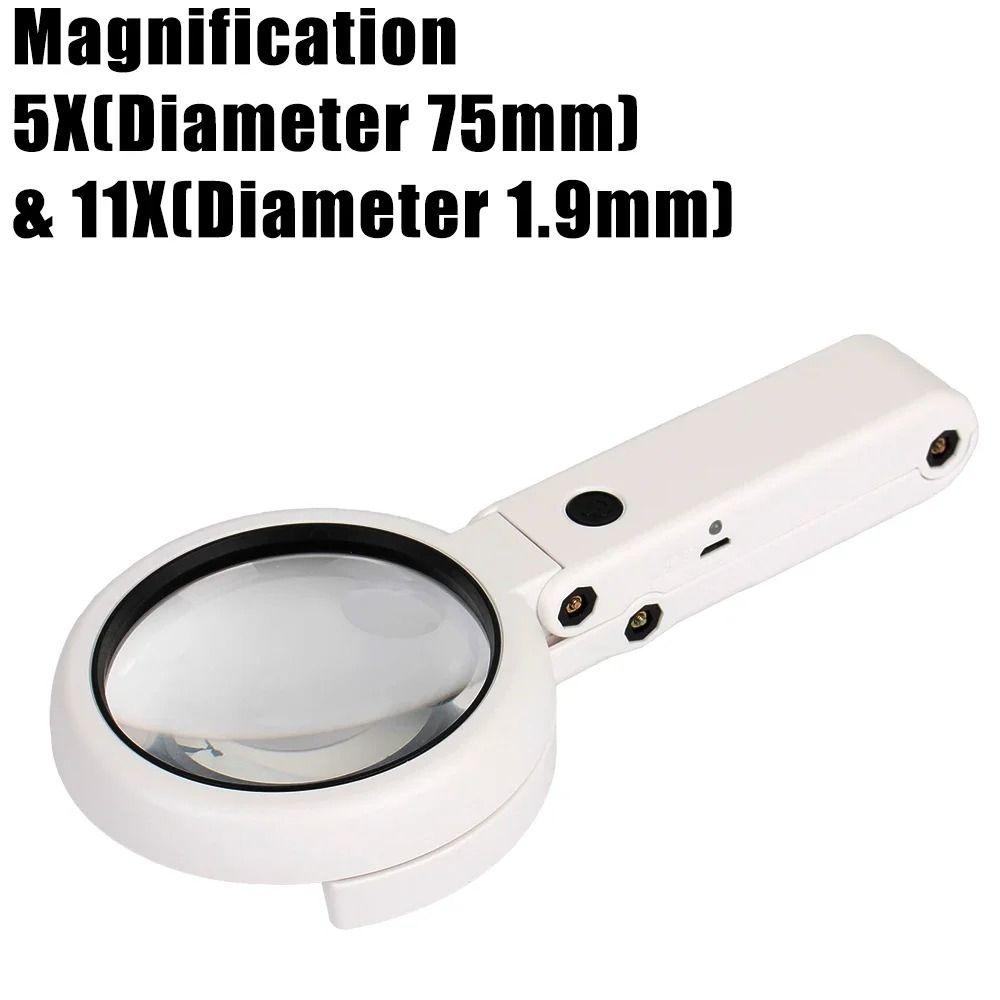 8 LED Light LED Light Magnifier 11x Magnification Reading Magnifier  Jewelry Appraisal