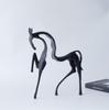 Black Cast Iron Abstract Horse and Deer Statue, Simulated Animal Model Sculpture, Office Desk Ornament, Modern Home Decoration