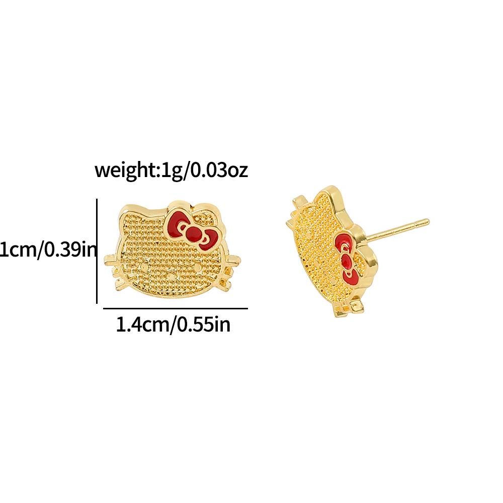 Anime Sanrio Hello Kitty Earrings Anime Cartoon Figure KT Cat Ear Stud Girl Jewelry Accessory Gifts