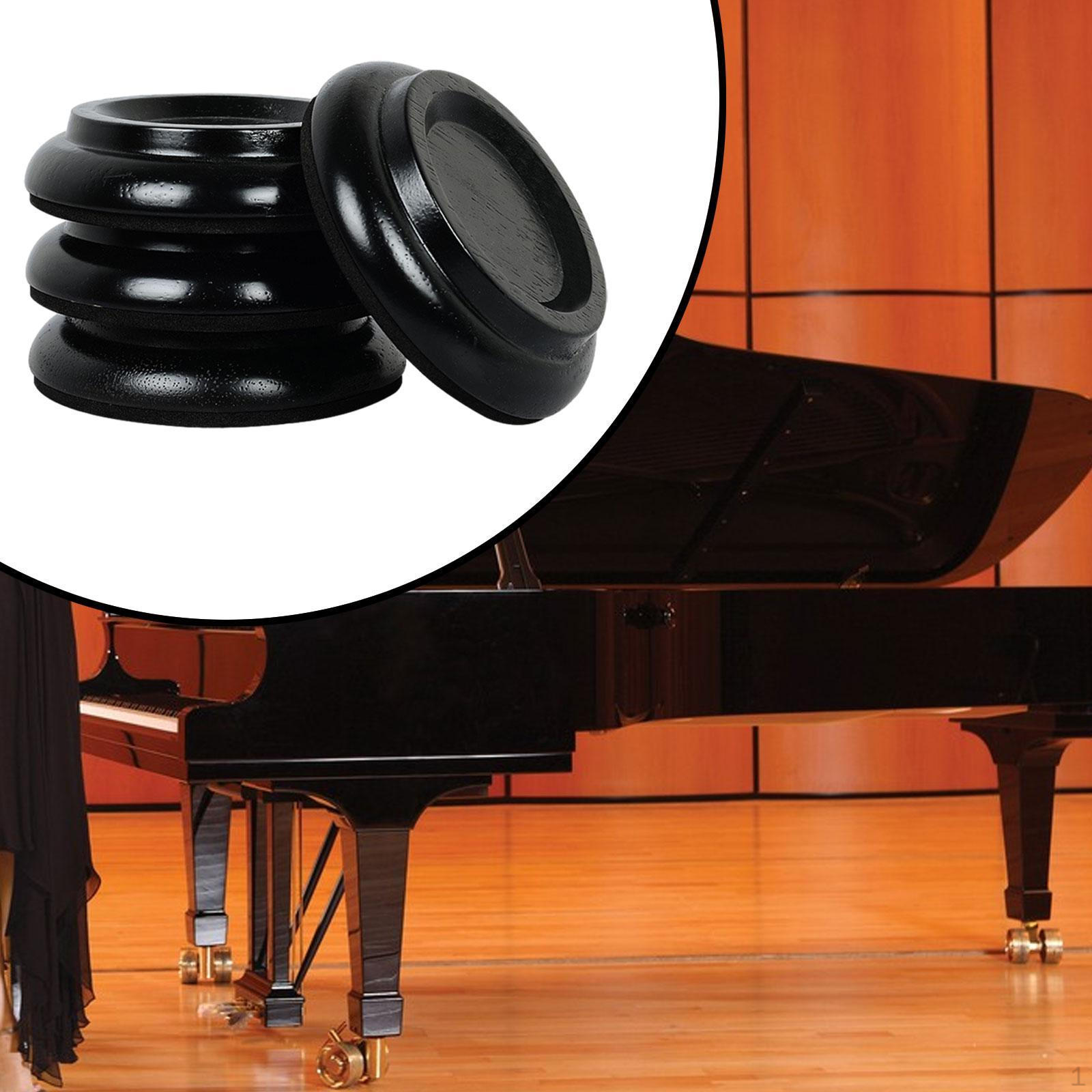 

4 шт. Подставки под колпачки для пианино, нескользящие, поддержка для ног, противошумные деревянные подставки под ножки Black