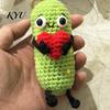 Kimchi Desk Ornament 1/2Pcs Crochet Holding Heart Pickle, Handmade Knit Cartoon Yarn Decoration Doll for Ornament, Valentine's Day Gift Toy