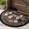 Vintage Style Semi-Circular Carpet Soft Non-Slip Decorative Mat 2D Print Aesthetic Rug for Front Door Patio Decor
