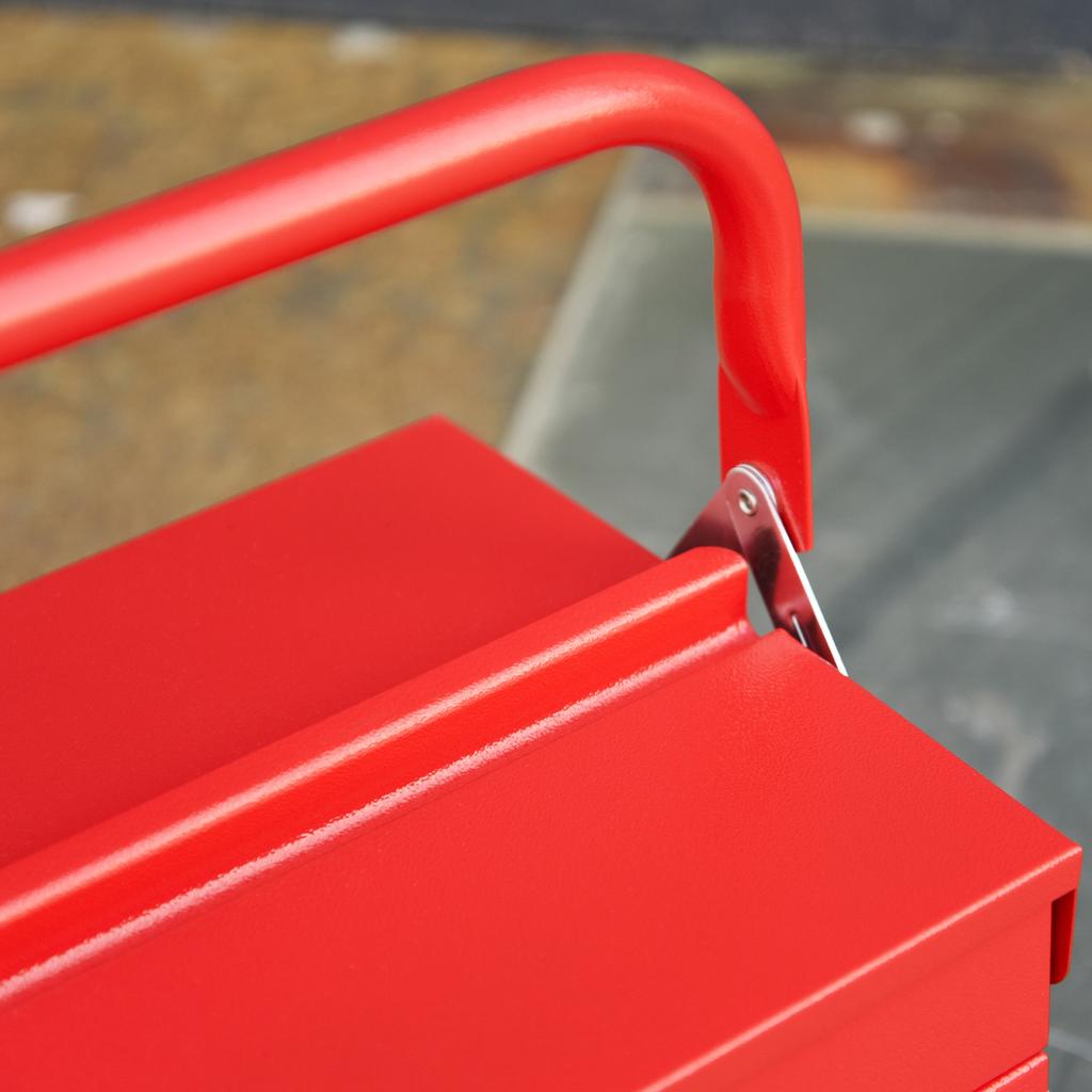 Hinged Steel Tool Chest with 5 Compartments, 56x20x41 cm, Red